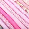 10 Pcs 20'' x 20'' Cotton Fabric Bundles, Pink Quilting Patchwork Pre-Cut Squares, Floral, Stripes, Gingham, Polka Dots Prints, Sewing Fabrics for DIY Handmade Crafting Home Party Decorations
